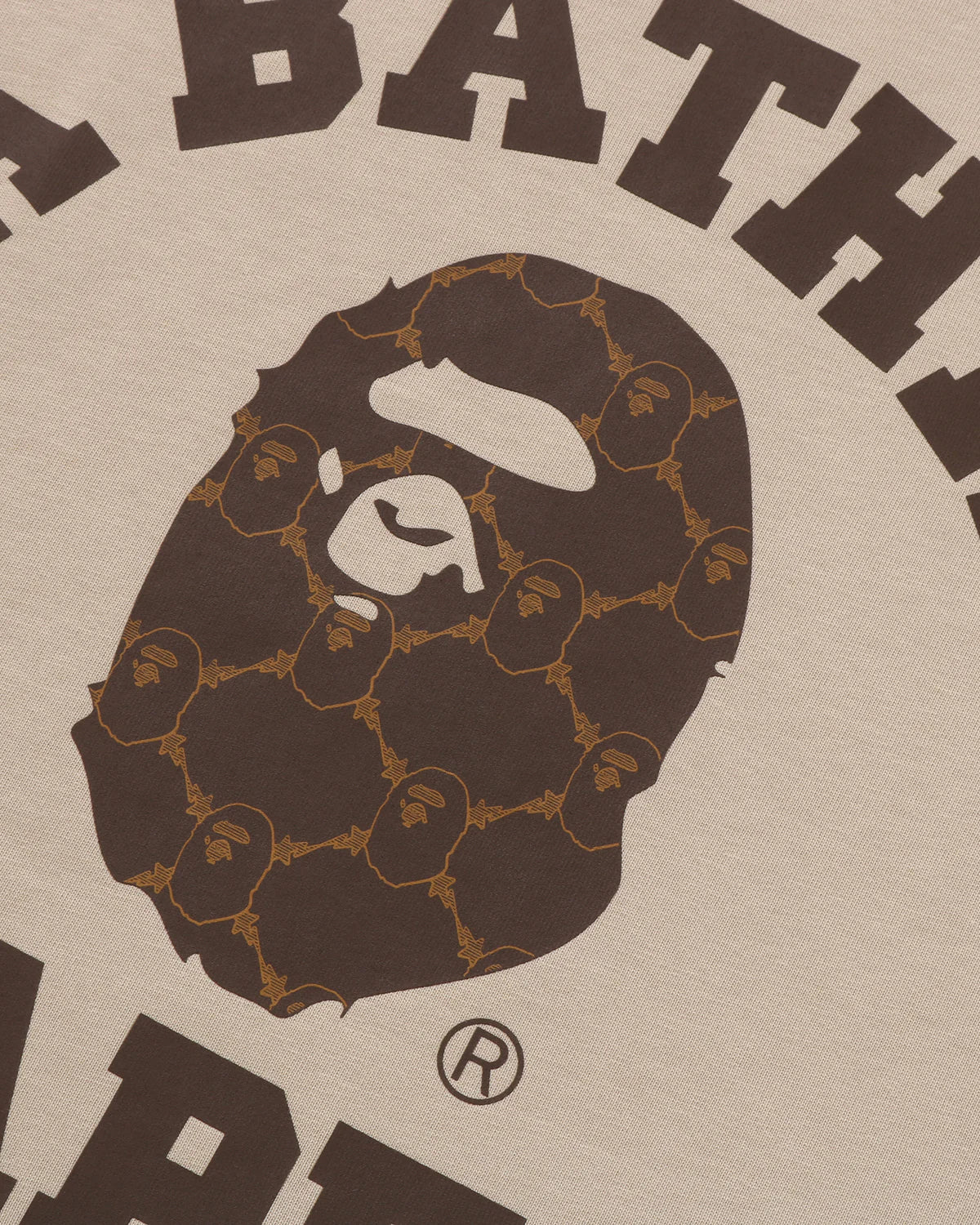 A Bathing Ape Bape College Monogram Tee Beige Brown