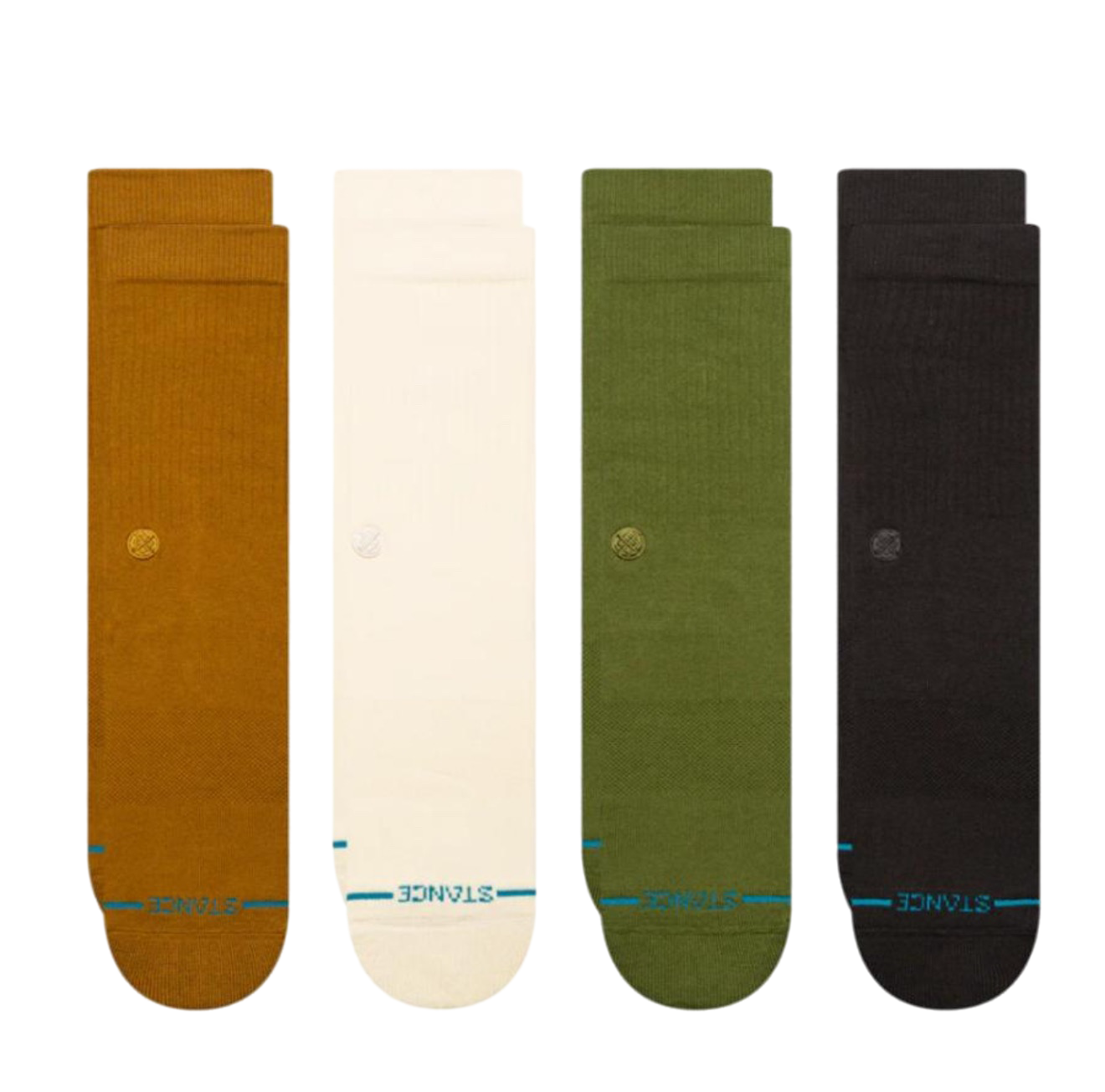Stance Icon 4 Pack Crew Socks Gold