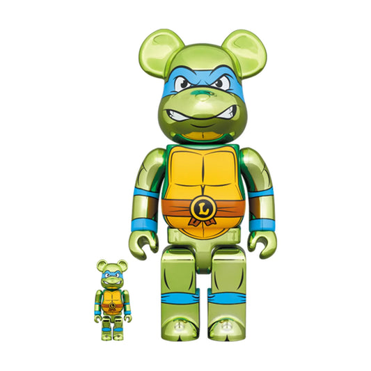 Bearbrick 100% & 400% Teenage Mutant Ninja Turtles Leonardo Chrome Ver.