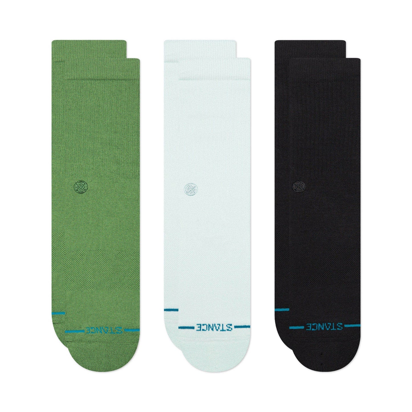 Stance Icon Socks 3 Pack Multi Green / Ice Blue / Black