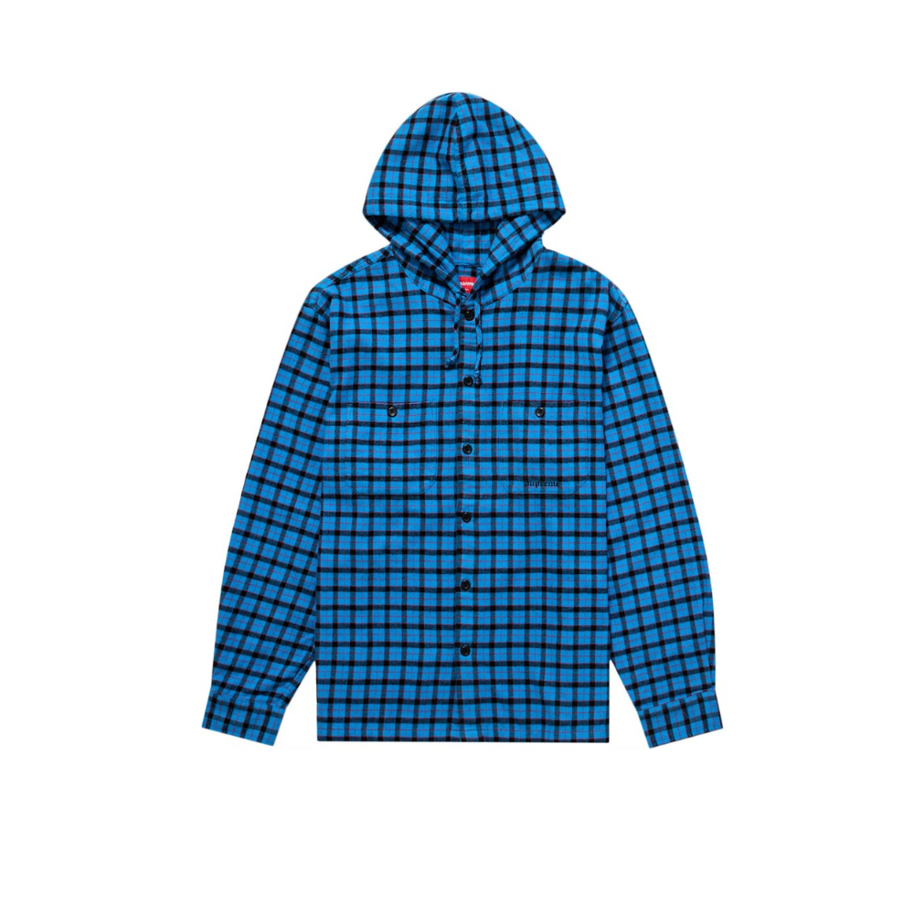 Supreme Mini Plaid Hooded Shirt Blue