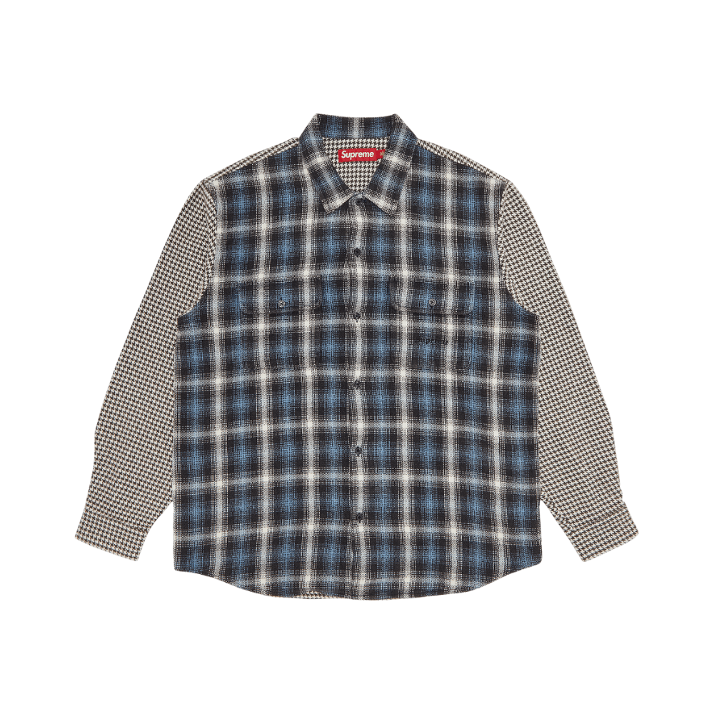 Supreme Houndstooth Plaid Flannel Shirt Grey Blue – SoleMate Sneakers