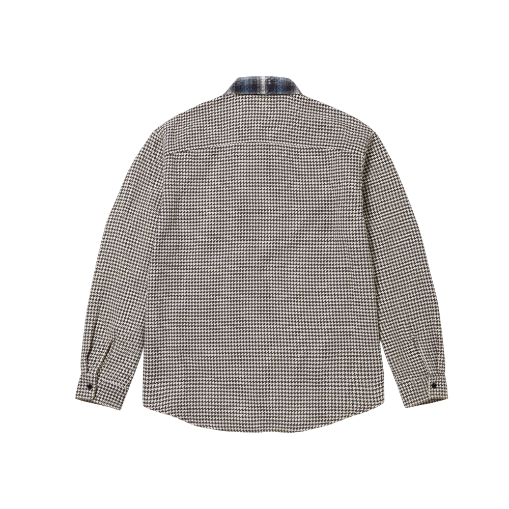 Supreme Houndstooth Plaid Flannel Shirt Grey Blue