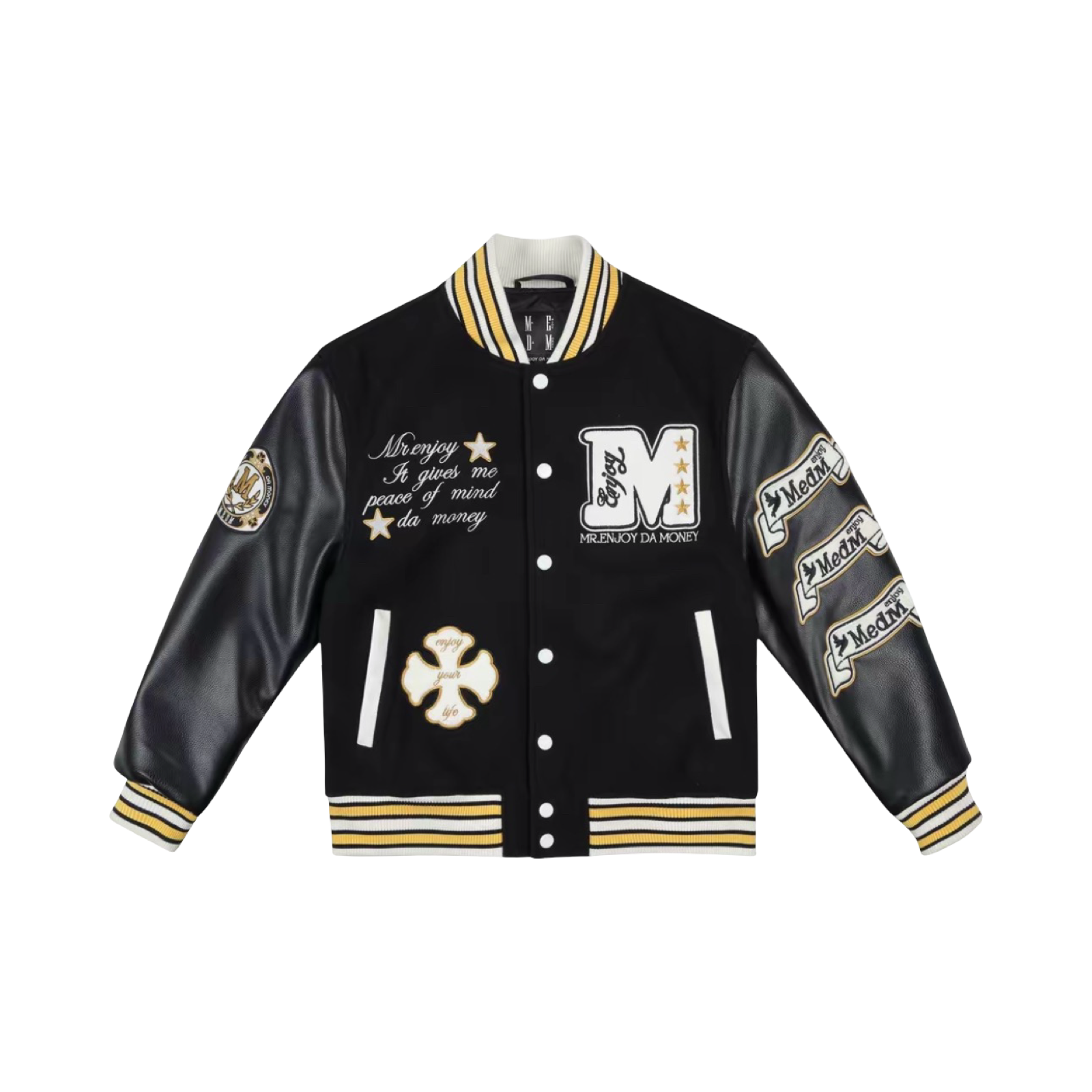 Mr Enjoy Da Money Varsity Jacket Black Gold – SoleMate Sneakers