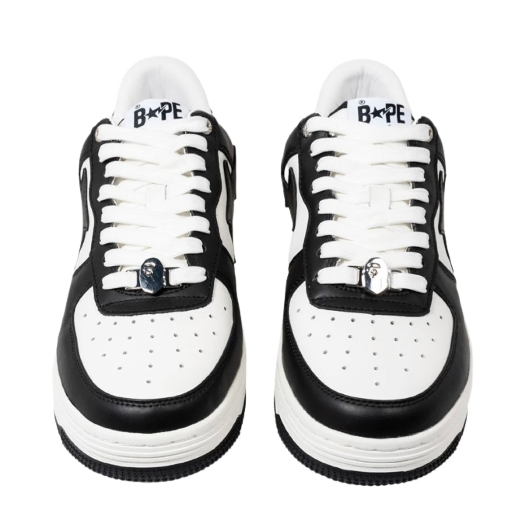 A Bathing Ape Bapesta Low Leather Black White