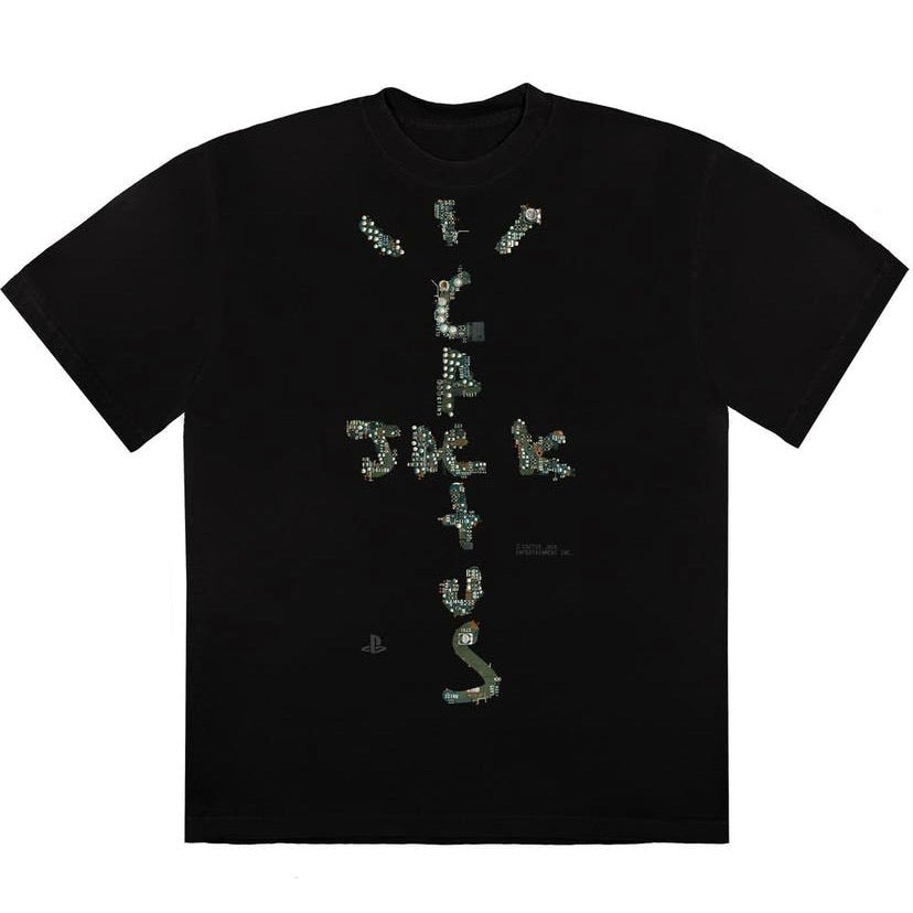Travis Scott Cactus Jack x Playstation Motherboard LogoTee Black