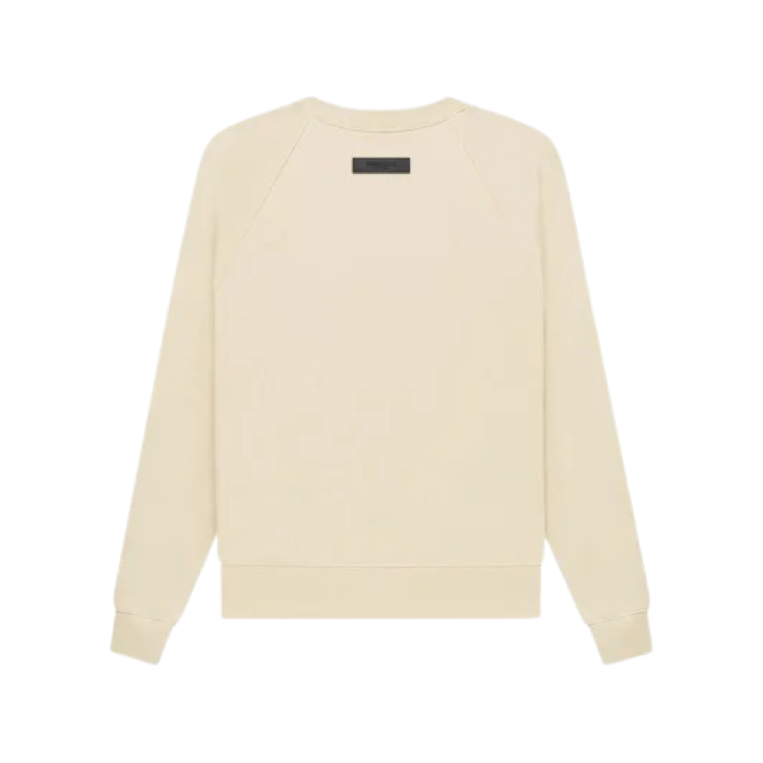 Fear of God Essentials Logo Flocked Crew Neck Sweater Eggshell