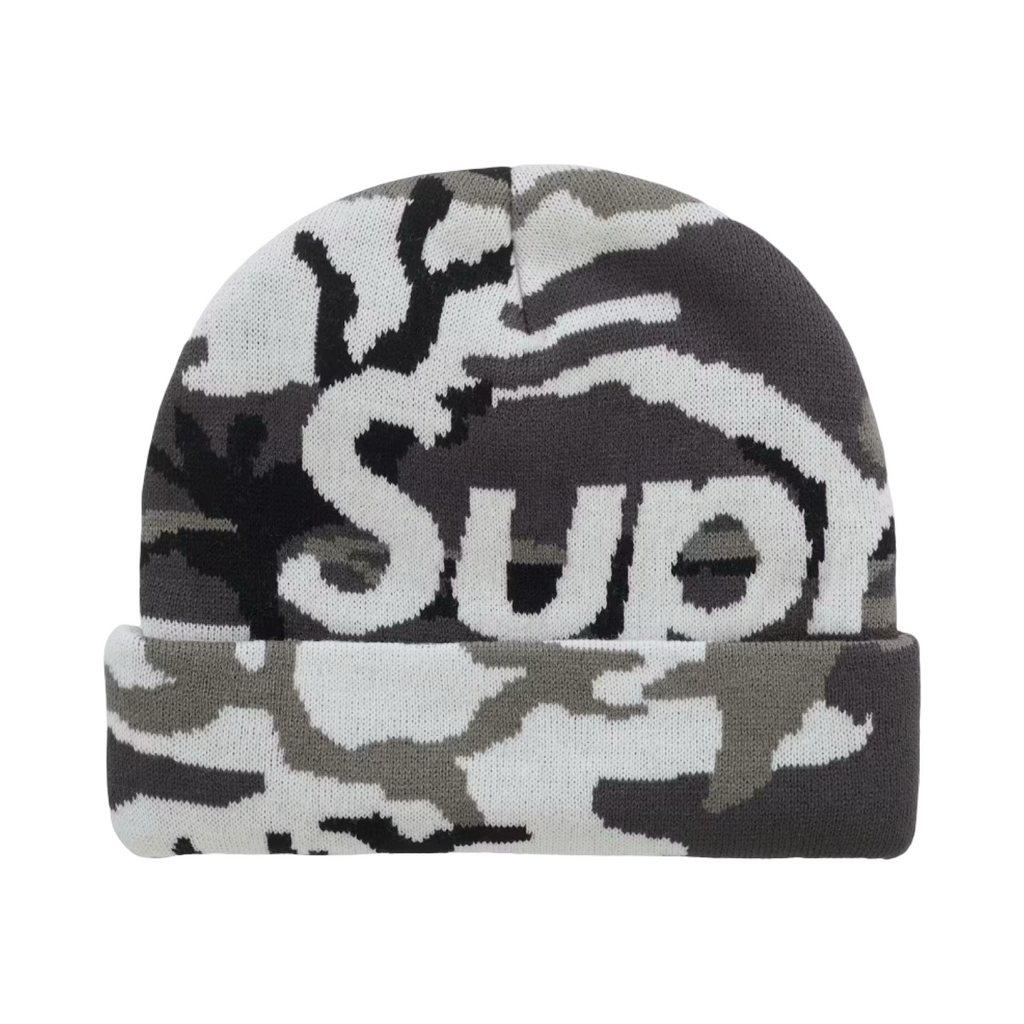 Supreme Big Logo Beanie White Camo FW25