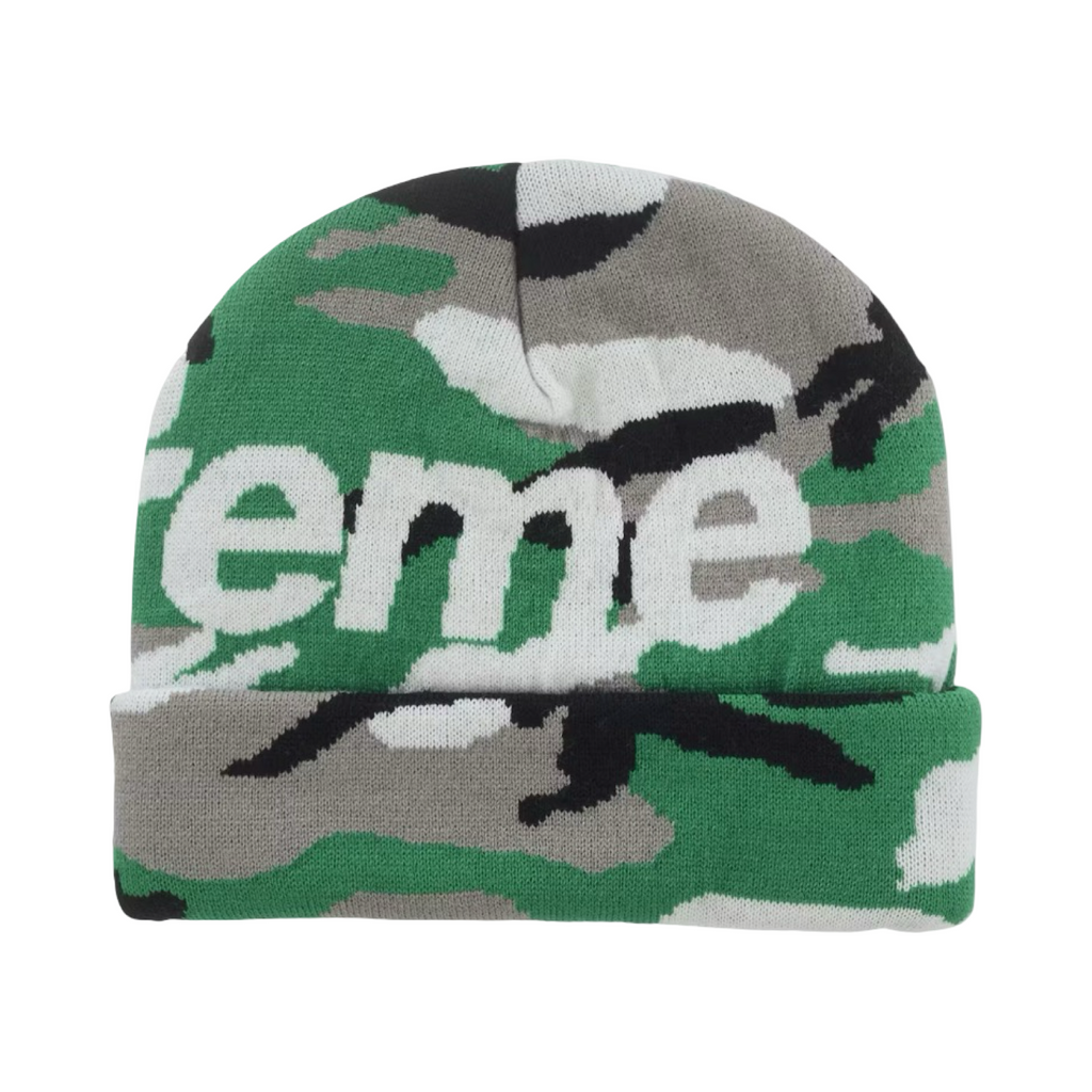 Supreme Big Logo Beanie Green Camo FW25
