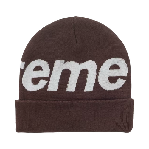 Supreme Big Logo Beanie Brown White FW25