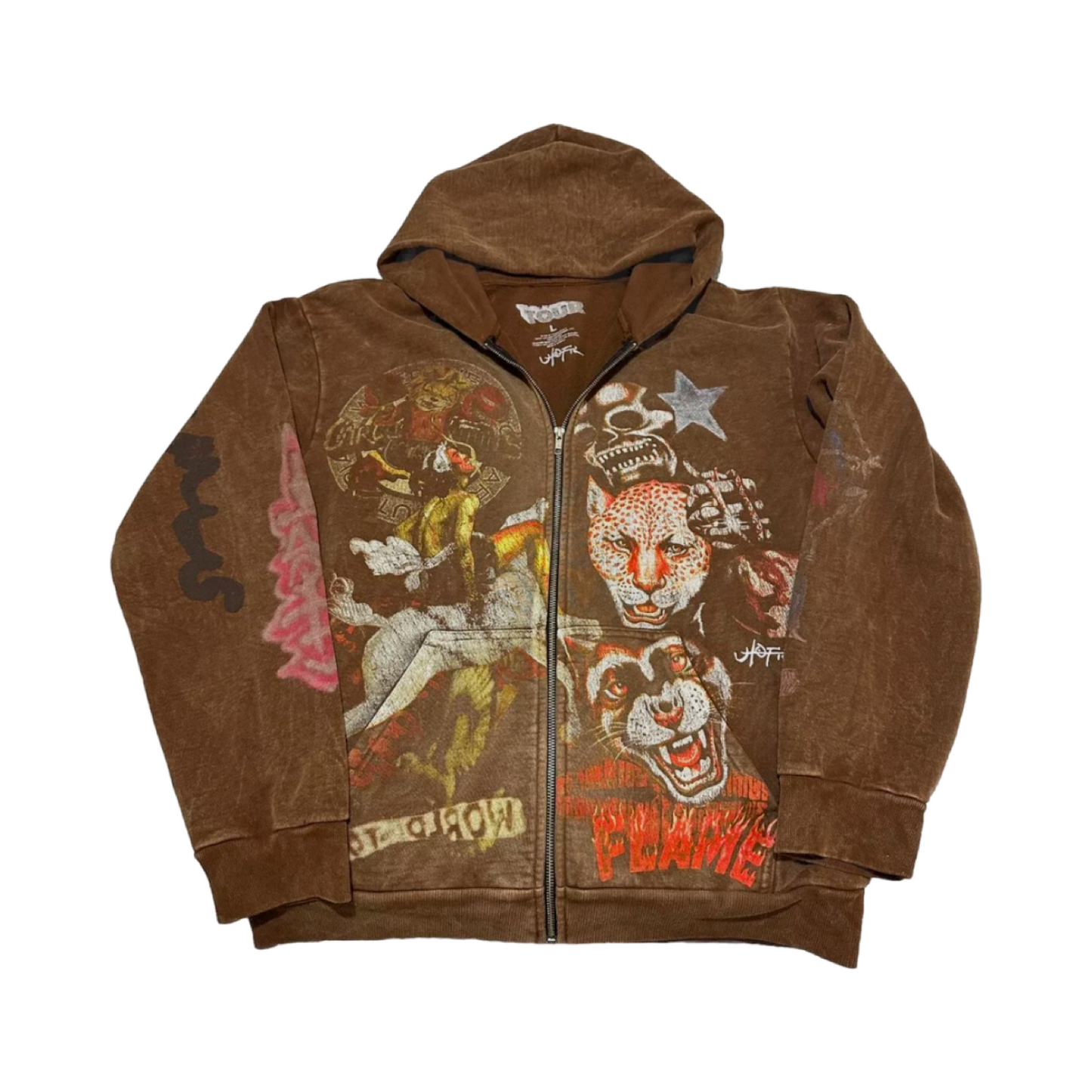 "Travis Scott Circus Maximus 2024 Tour Zip-Up Hoodie Brown"