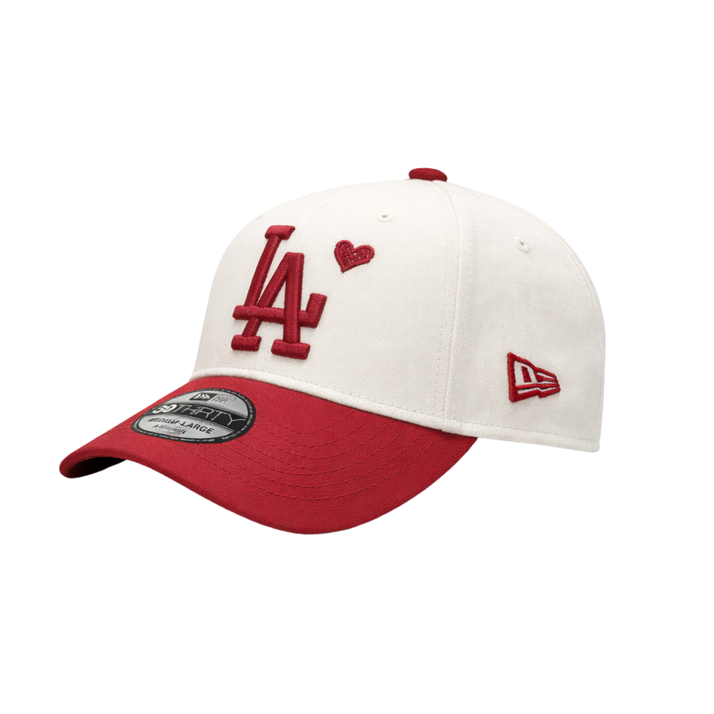 New Era 3930 AFrame Heart Sketch Los Angeles Dodgers Cap Champagne White Red