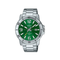 Men's Casio MTPVD01D-3B Green Face Steel Band Watch