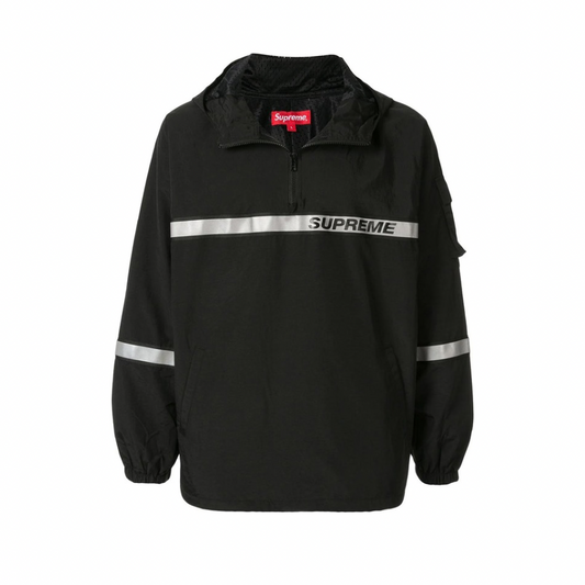 Supreme Reflective Taping Hooded Pullover Black