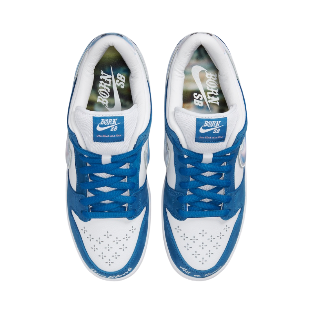 Nike SB Dunk Low Born X Raised One Block At A Time Deep Royal Blue White