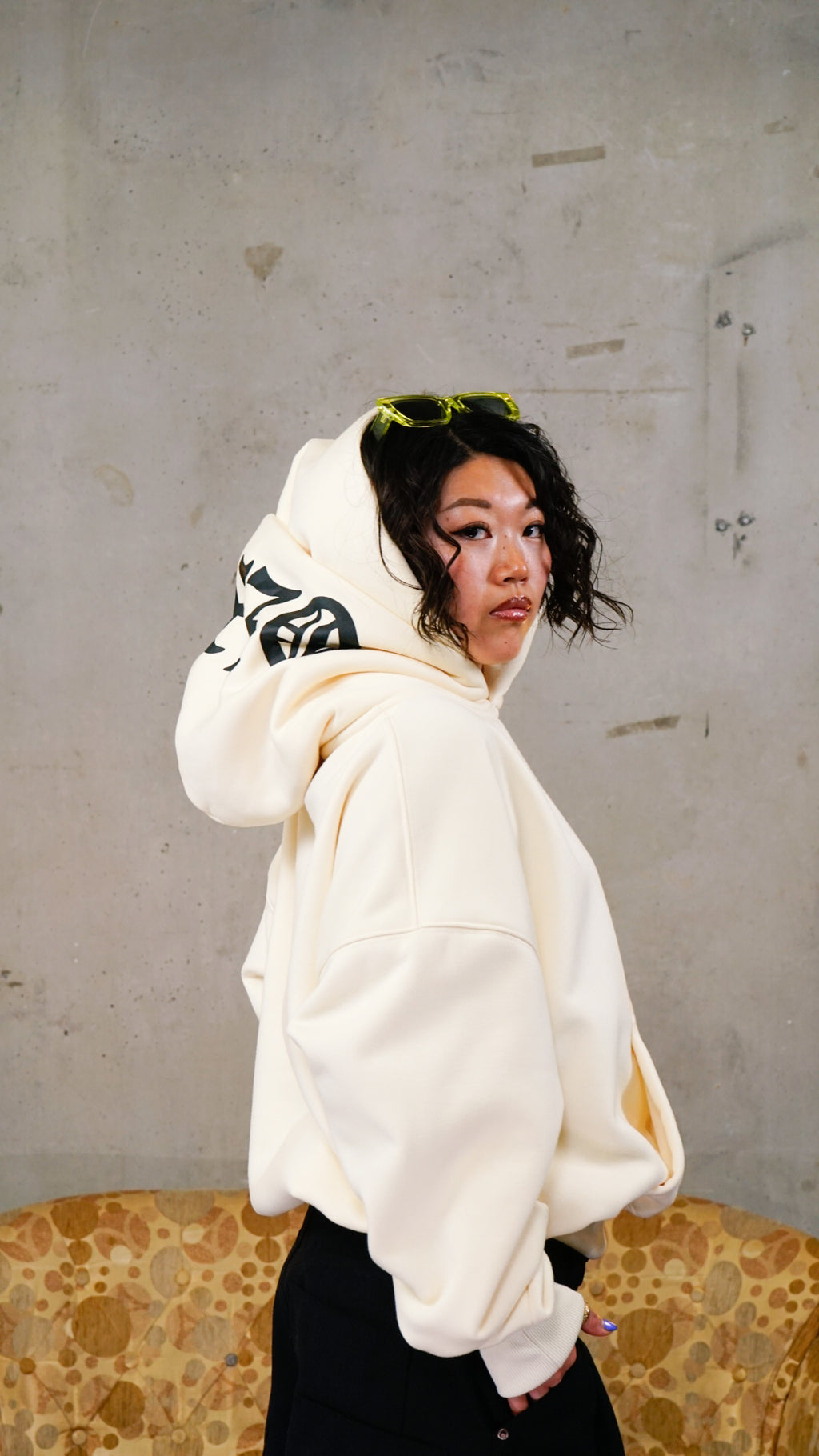 OZMNL Ying Yang Double Hoodie Cream