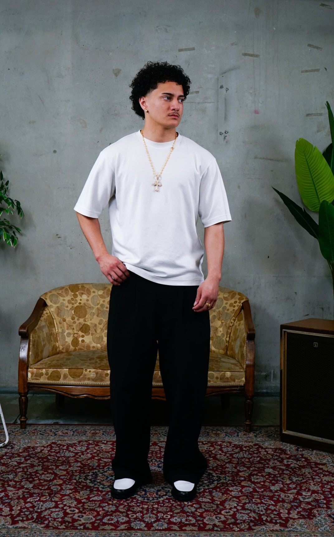 OZMNL Pleated Worker Pants Black