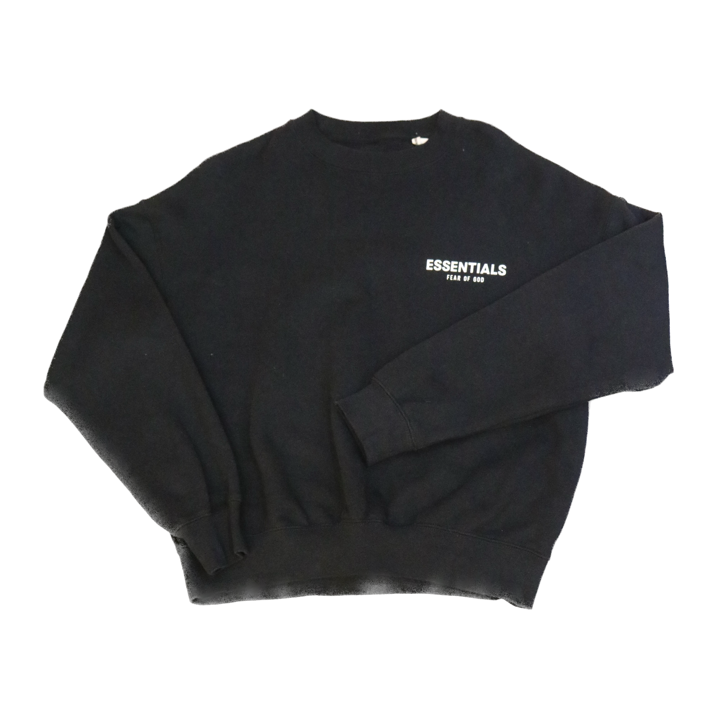 Fear Of God Essentials Black Crewneck White Front Logo