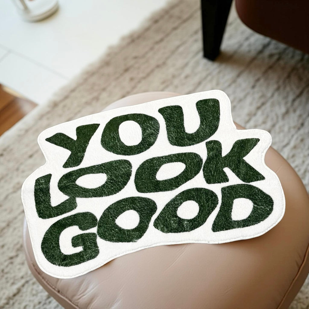 You Look Good Carpet Green White 80cm x 50cm
