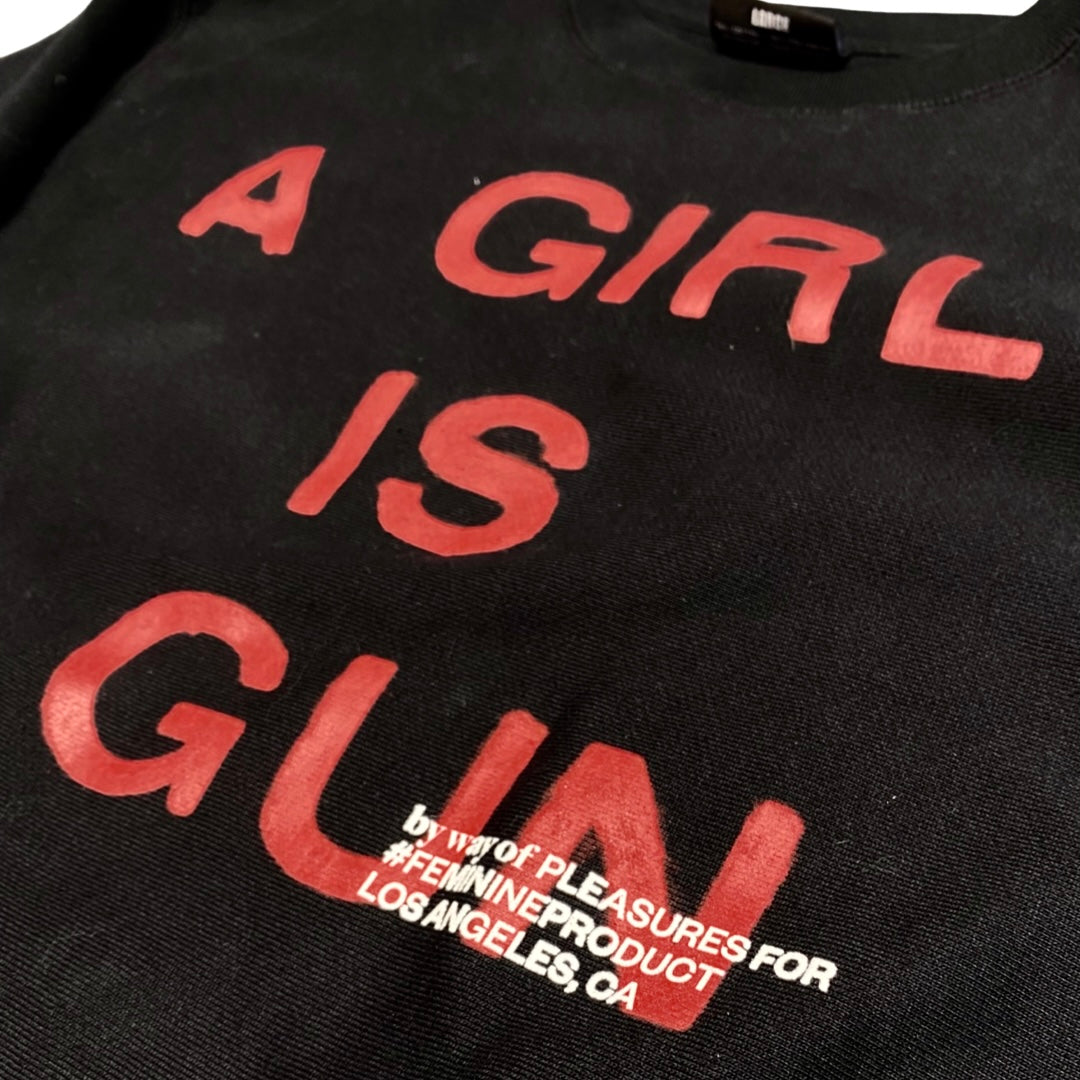 Pleasures A Girl is a Gun Crewneck Black Red