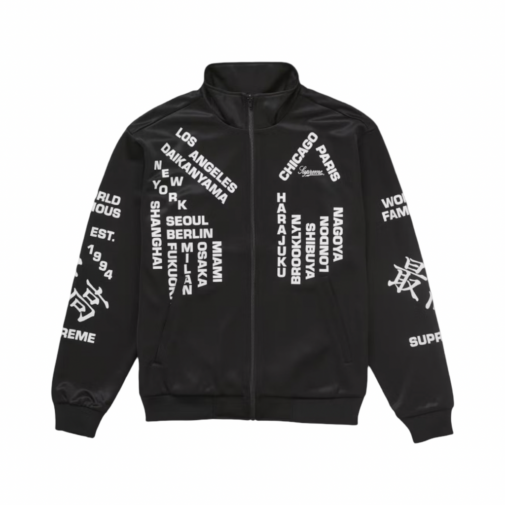 Supreme Worldwide Tricot Track Jacket Black White SS25