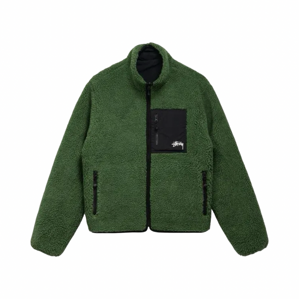 Stussy 8 Ball Sherpa Reversible Jacket Green Black