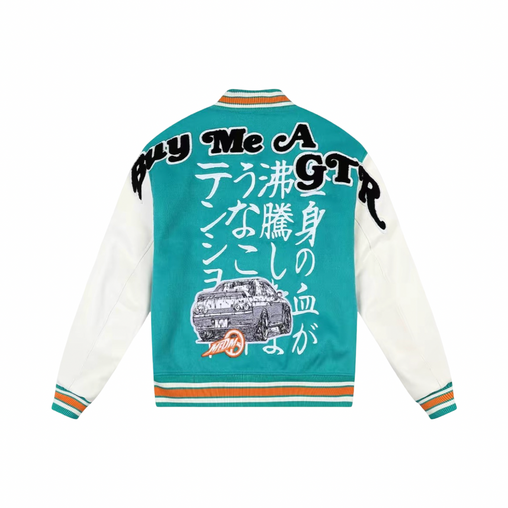 Mr Enjoy Da Money Initial D GTR Varsity Jacket Blue White Orange