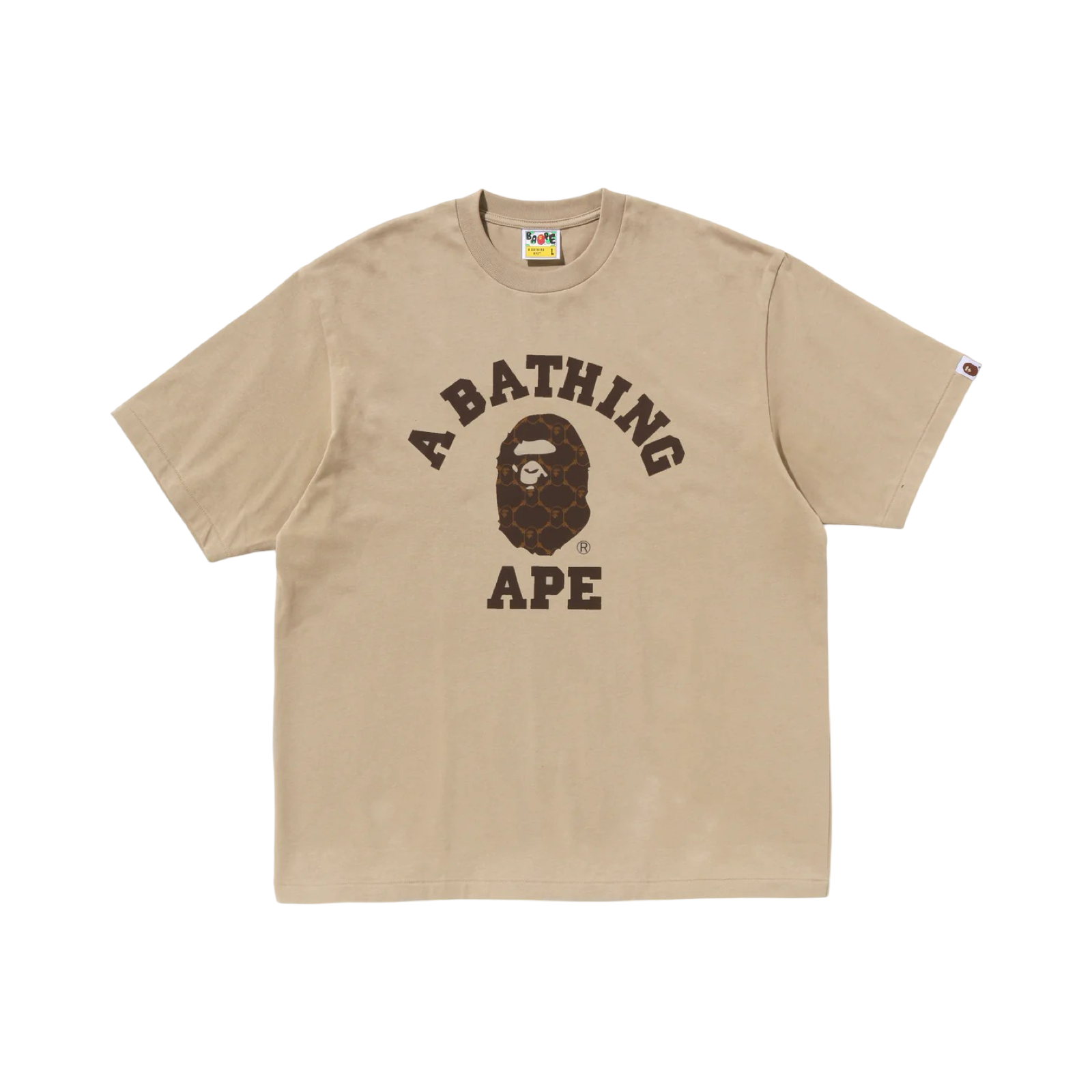 A Bathing Ape Bape College Monogram Tee Beige Brown