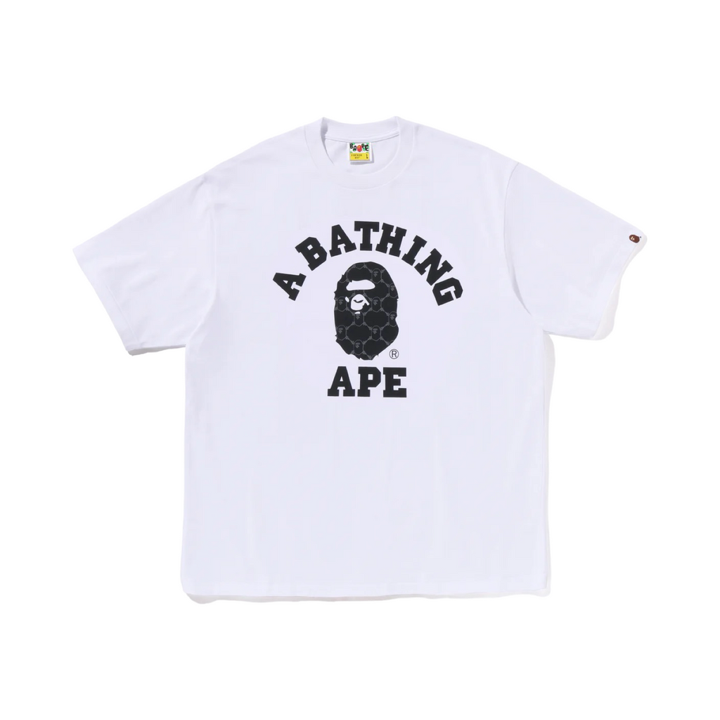 A Bathing Ape Bape College Monogram Tee White Black