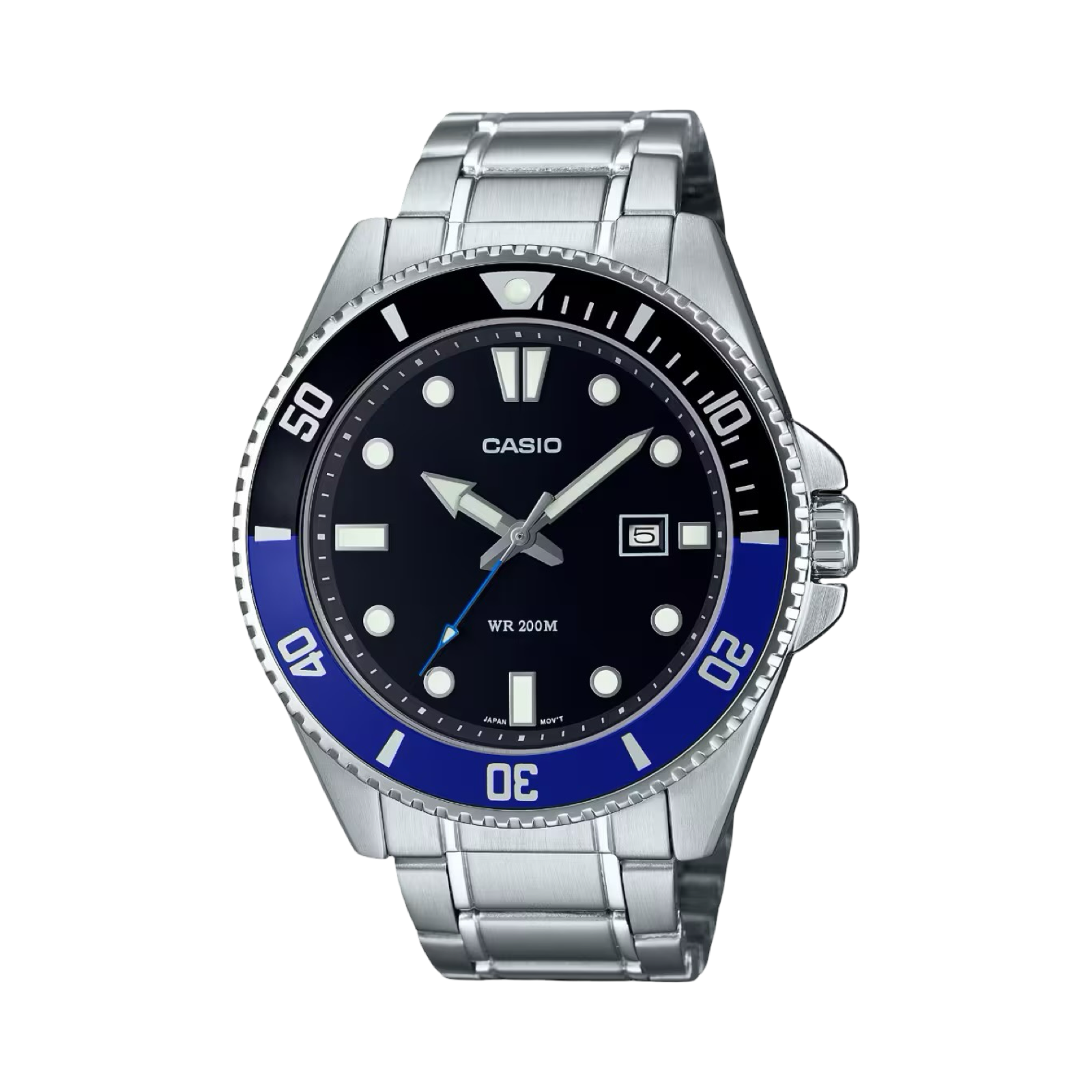 Casio Duro Dive Resin Analogue Black Blue Dial Watch 50M