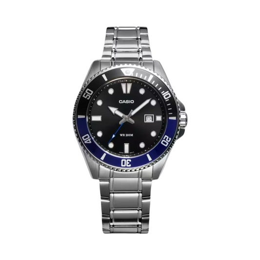 Casio Duro Dive Resin Analogue Black Blue Dial Watch 50M