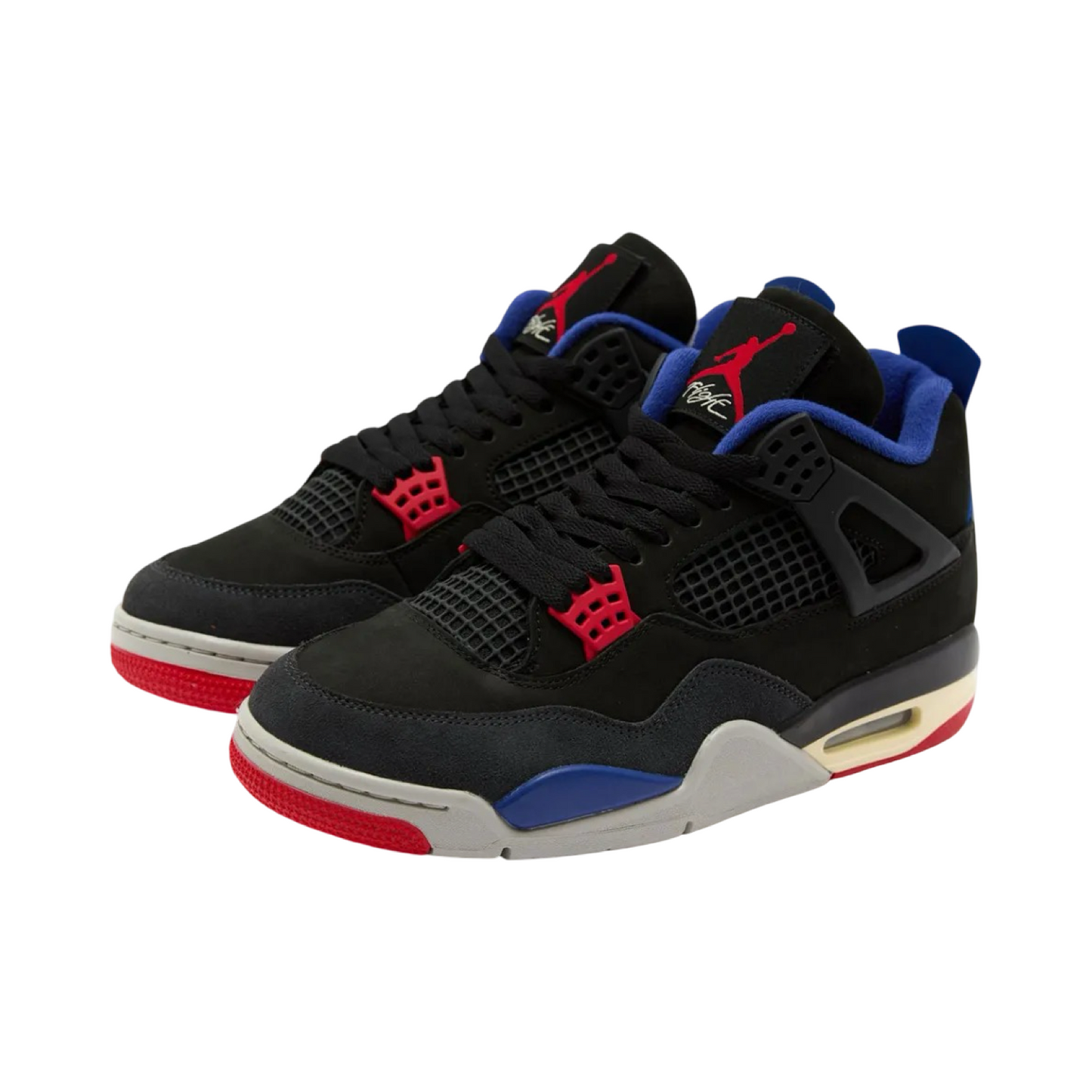 Air Jordan 4 'Rare Air' (White Text) Black Fire Red Deep Royal Blue