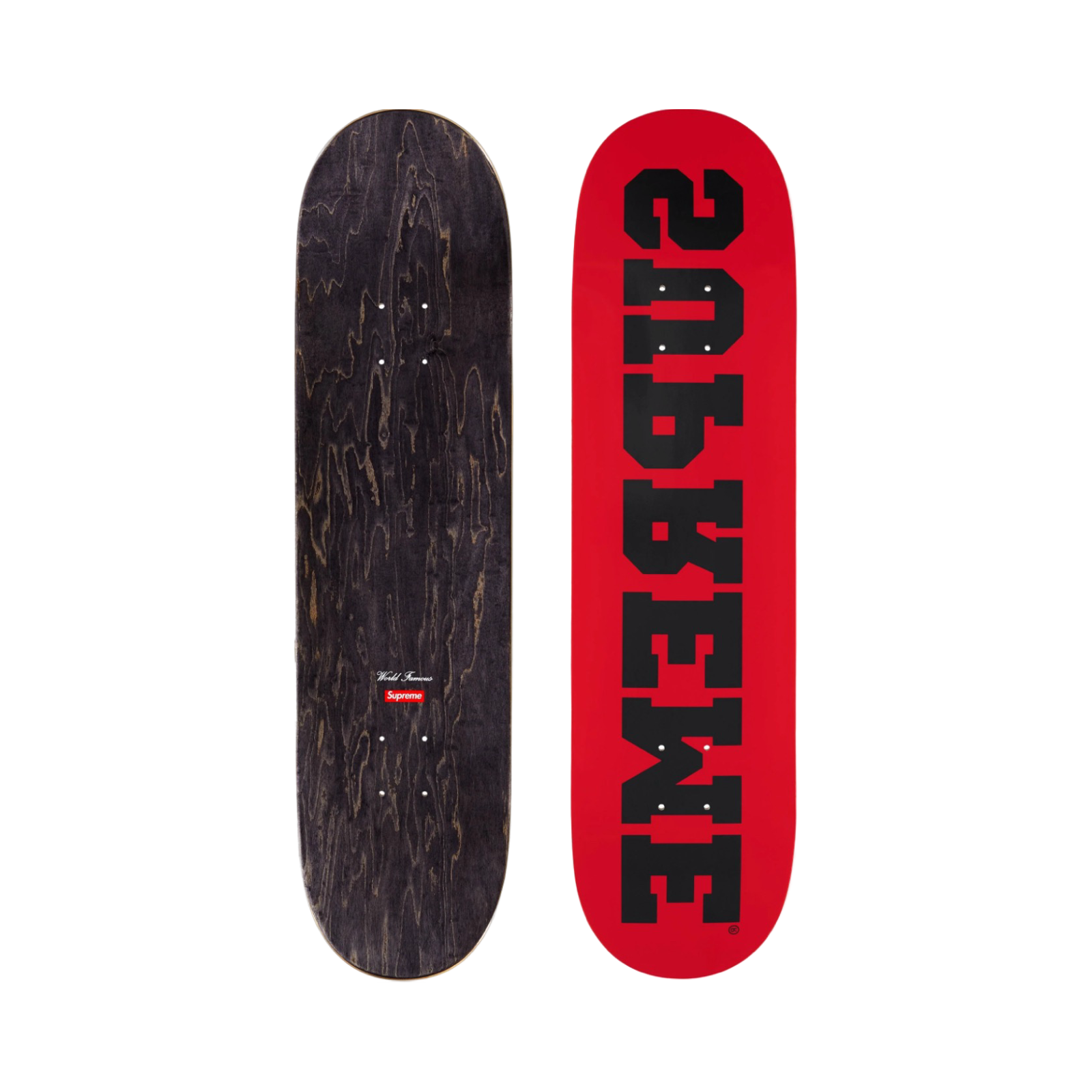 Supreme Reverse Font Skateboard SS25 Red Black