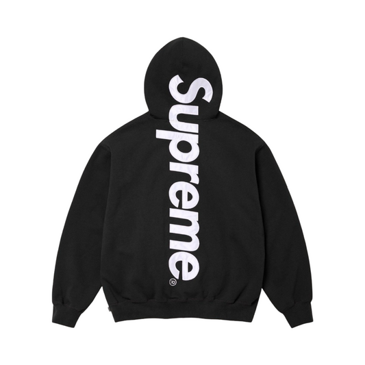 Supreme Satin Applique Hooded Sweater Black