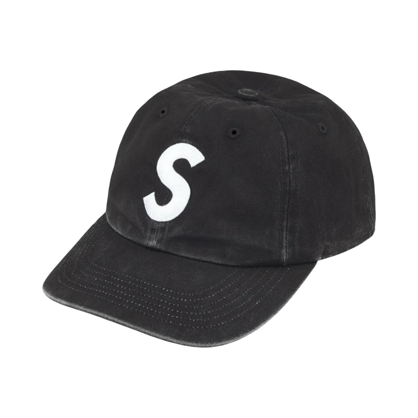 Supreme S Logo 2 Tone Pigment Black 6 Panel Cap FW25