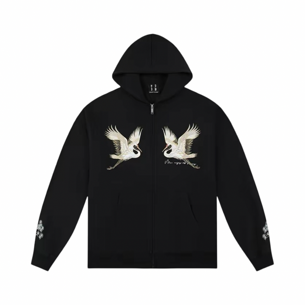 MEDM Crane Hoodie Black White