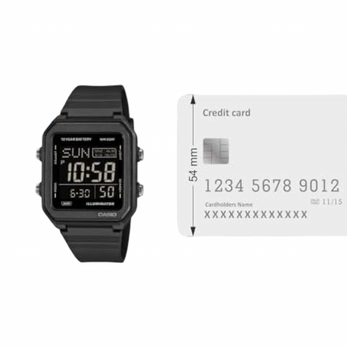 Casio W221H-1B Black Resin Band Digital Watch