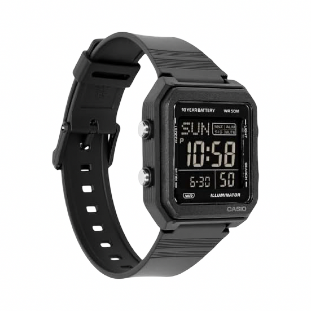 Casio W221H-1B Black Resin Band Digital Watch