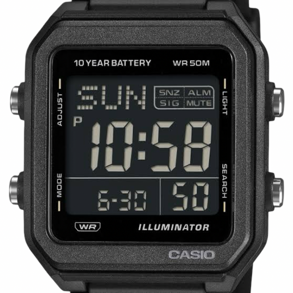 Casio W221H-1B Black Resin Band Digital Watch