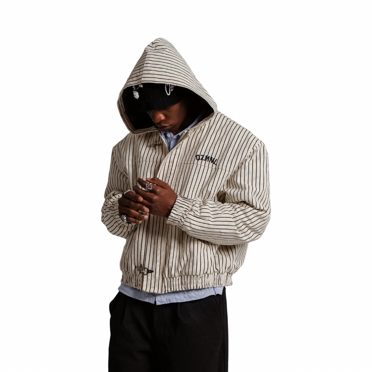 OZMNL Dugouts Pinstripe Clasp Buckle Jacket