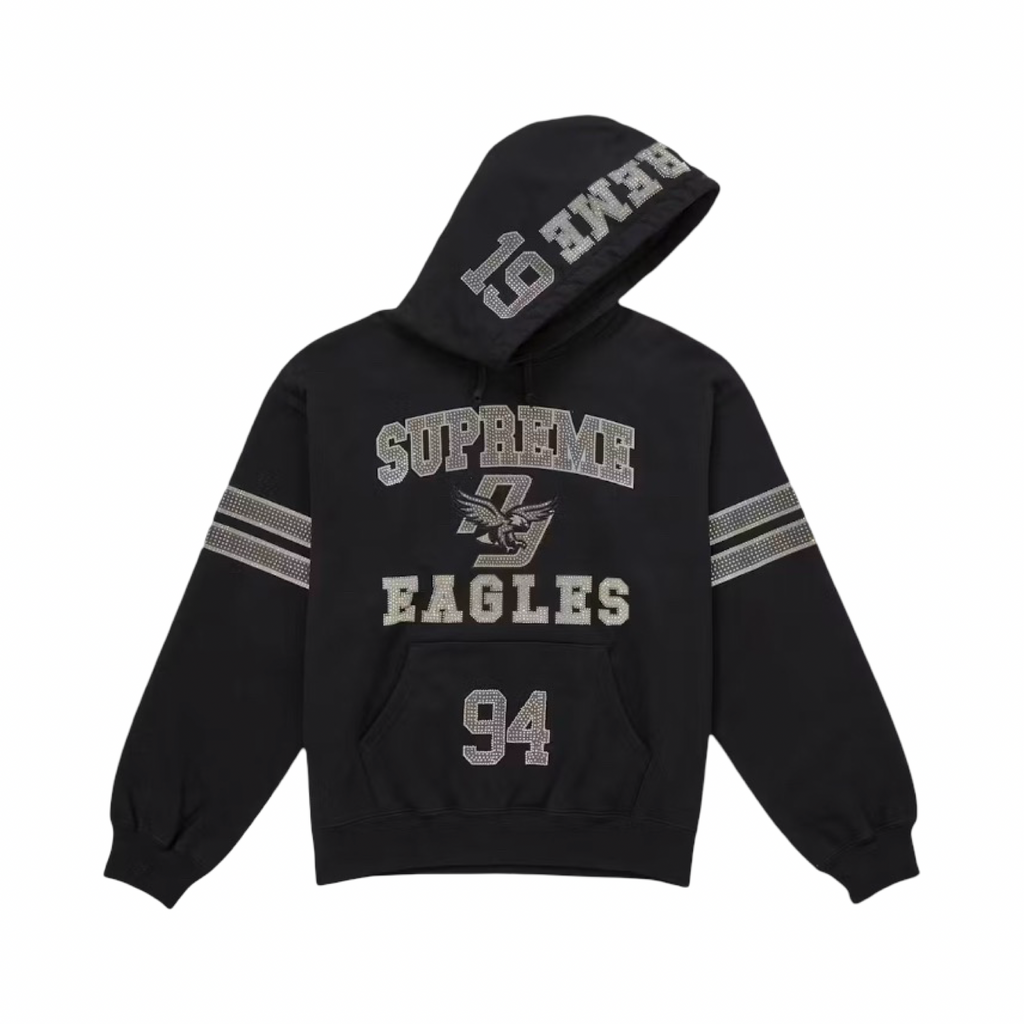Supreme Rhinestone Eagle Hooded Sweatshirt Black FW26