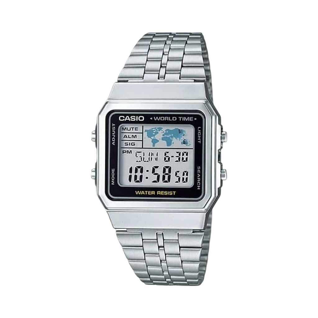 Casio Square Casio Vintage Digital Square Watch Silver A500WA-1D – SoleMate Sneakers