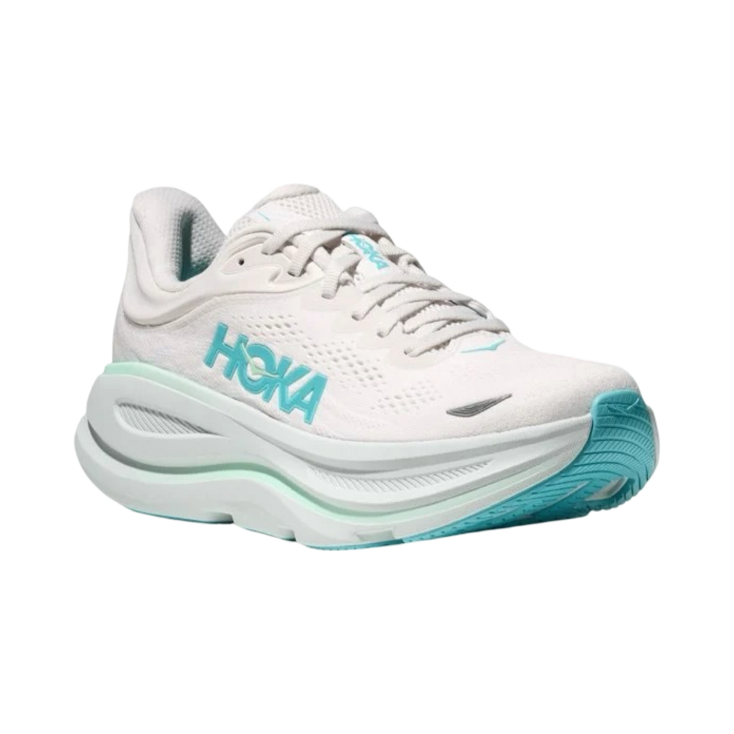 Women's Hoka Bondi 9 B Width White Frost Cielo Blue