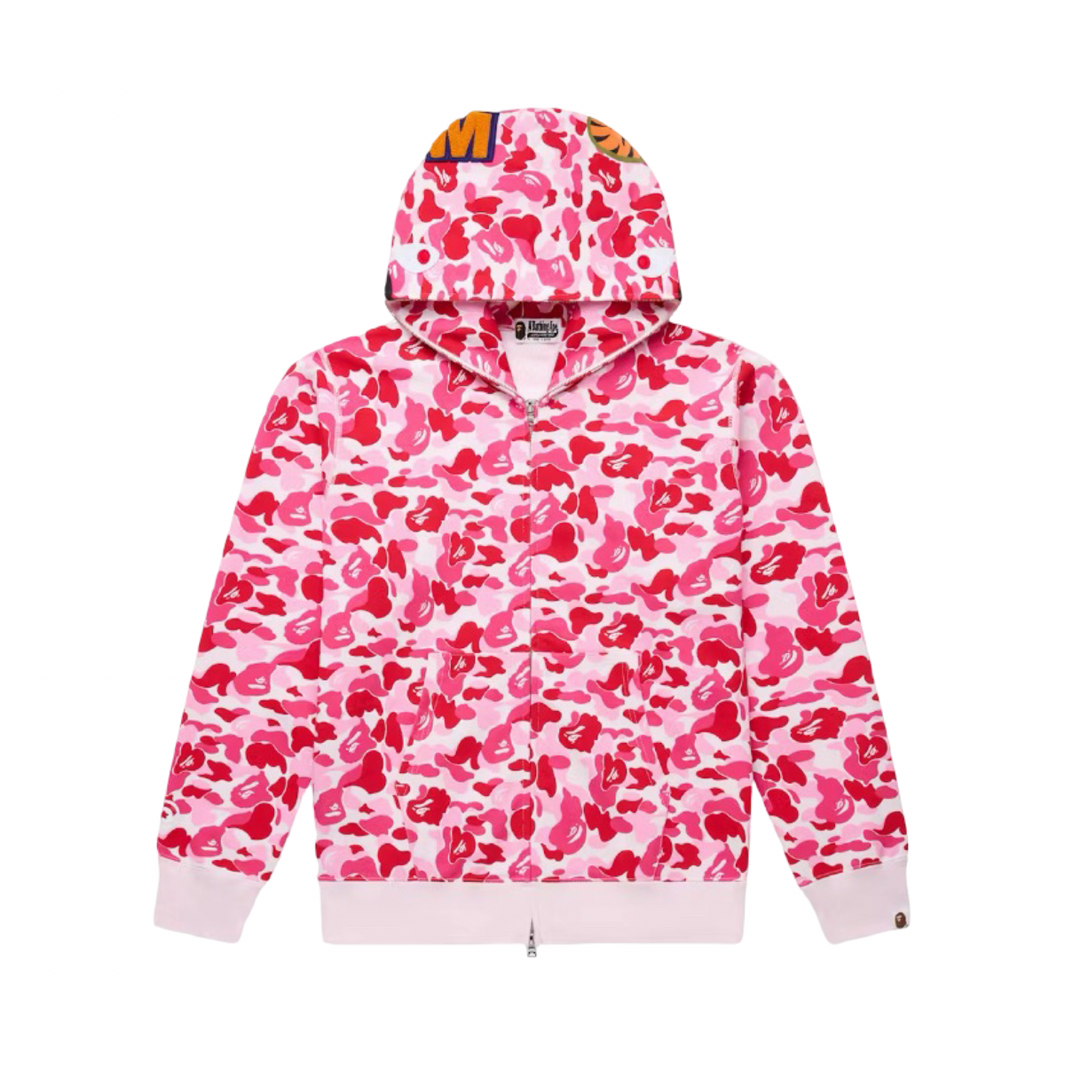 A Bathing Ape Shark Parka Full Zip Hoodie Pink Camo