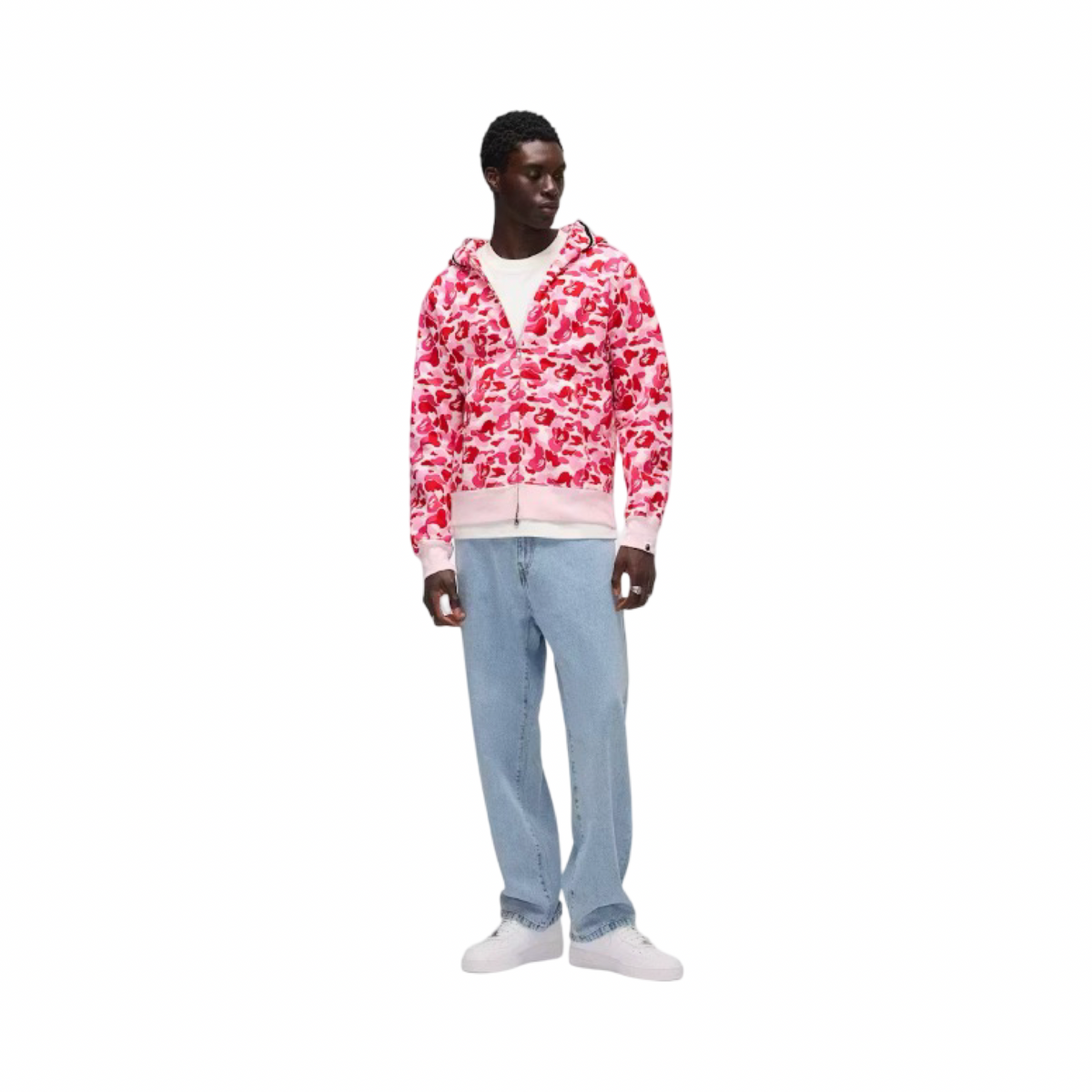 A Bathing Ape Shark Parka Full Zip Hoodie Pink Camo