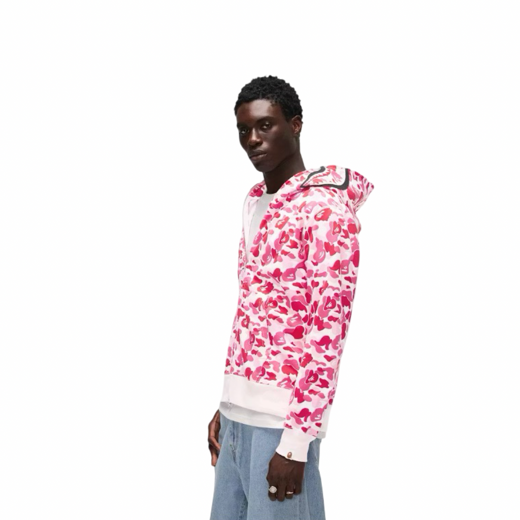 A Bathing Ape Shark Parka Full Zip Hoodie Pink Camo