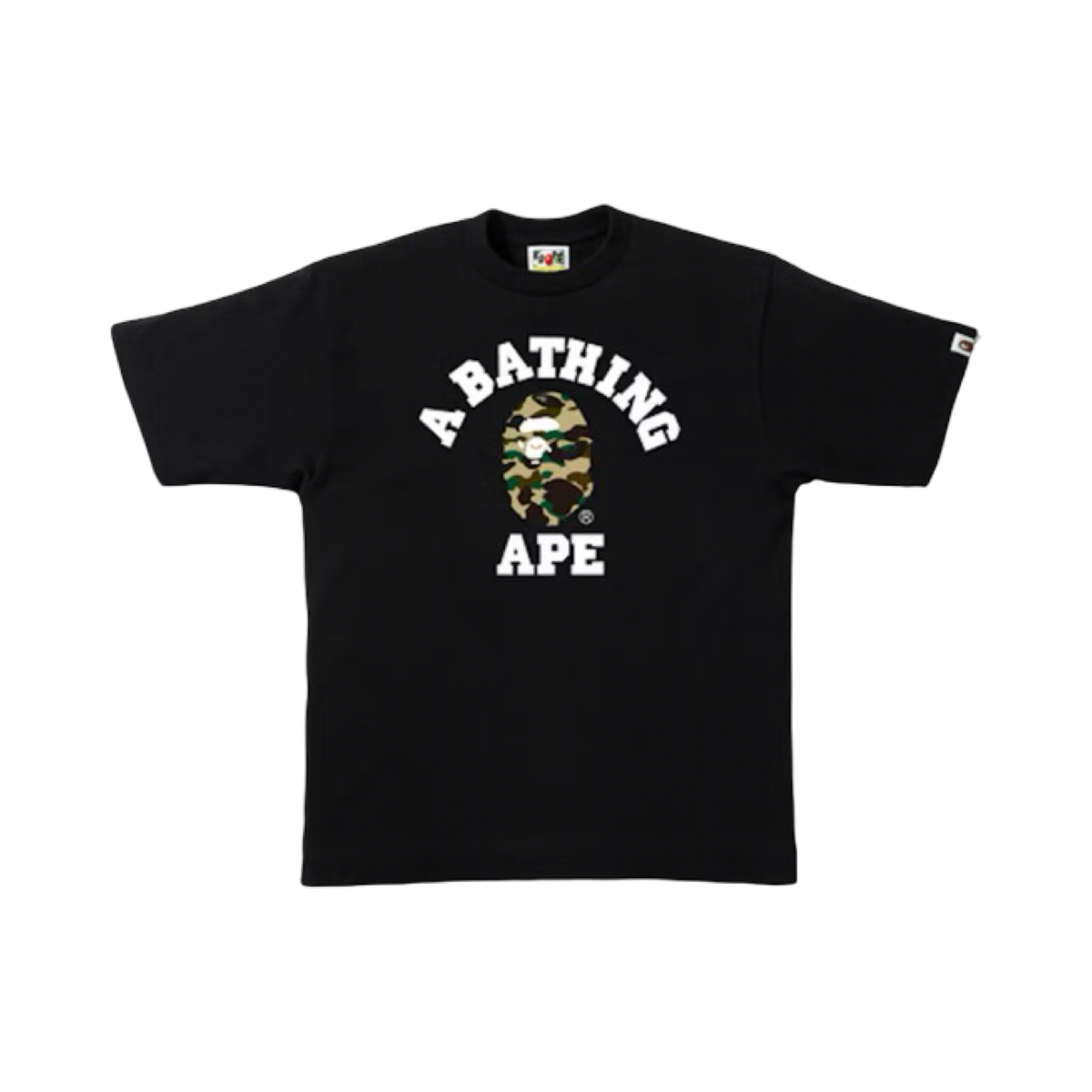 A Bathing Ape Bape College Yellow Camo Black Tee