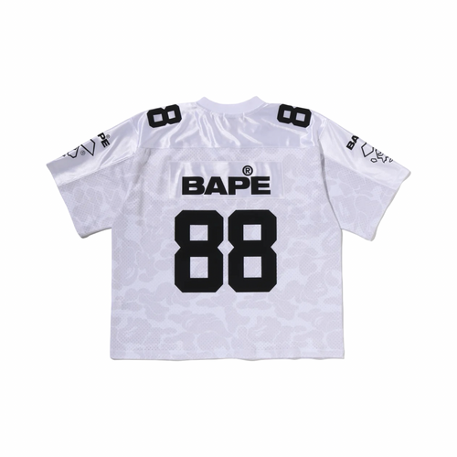 A Bathing Ape Bape SS26 Solid Camo Multi Logo Relaxed Fit Football Jersey White