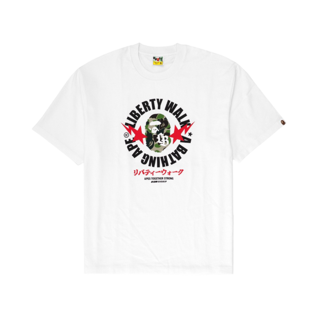 A Bathing Ape x Liberty Walk College Tee White