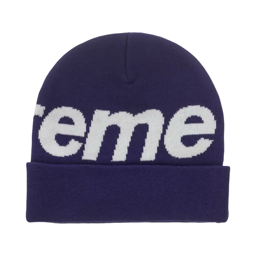 Supreme Big Logo Beanie Purple White FW25